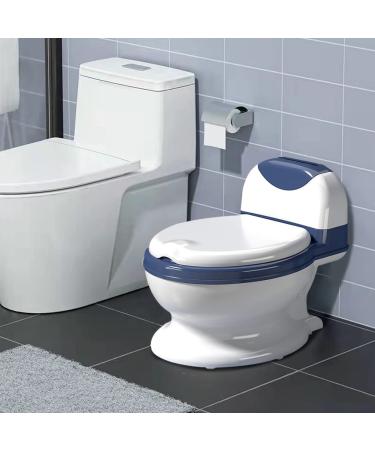 Potty Training Toilet with Realistic Seat & Tissue Dispenser - Non-Slip Toddler Potty Chair in Mellow Yellow/Navy Blue - Buy Online on GoSupps.com