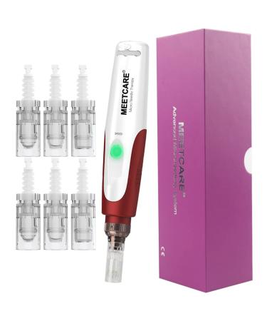 Nano Microneedling Pen Electric Wireless Derma Pen with 6Pcs Bayonet Slot needles(2x 3D, 2x 5D, 2x Nano) Replacement Cartridges, Microneedle Dermapen one derma pen