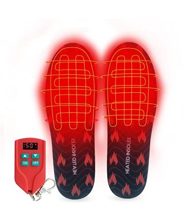 Heated Insole  USB Rechargeable with Remote Control Switch Wireless Thermal Insoles  Adjustable Temperature Foot Warmer for Outdoor Hunting Fishing Hiking Camping Unisex (Large  Colorful)