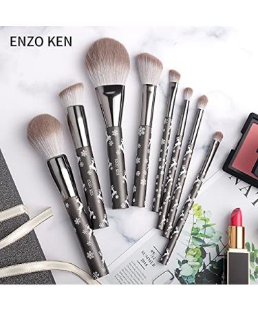 Luxury Enzo Ken Natural Goat Hair Make-Up Brush Set - 10 Soft Brushes & Cosmetic Bag | Perfect Christmas Gift - Buy Online on GoSupps.com