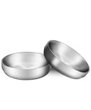 2x Stainless Steel Bowl Cat Bowl 304 Material Cat Dish Safe to Contact with Food Drop-proof and Easy to Clean