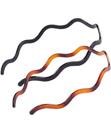 Set of 2 Women Girls Hard Plastic Headband Hair Hoop Black and Brown High-grade Headwear Hairband (Style E#) - Buy Online on GoSupps.com