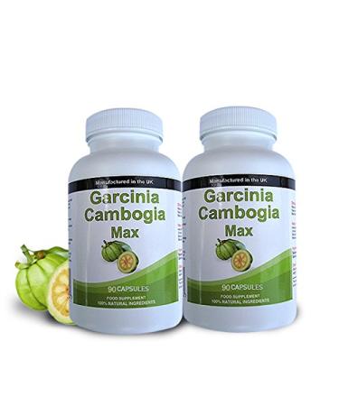 Garcinia Cambogia Fruit Extract Food Supplement 2 X 90 Capsule Bottles Plus Free Meal Plan and Dieting Tips for Men and Women