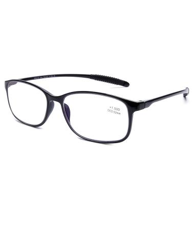 DOOViC Blue Light Filter Computer Reading Glasses for Unisex TR259-C (9 Colors) Glossy Black 1.0 x