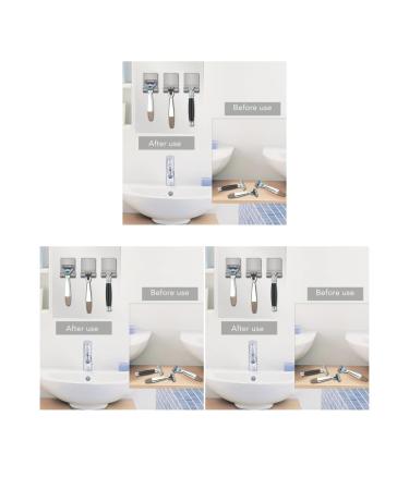 Geardangloow 3 Set with 2 self-adhesive bathroom hooks for razor shaving razor safety razor shaver towel shower puff 3-Set (silver)