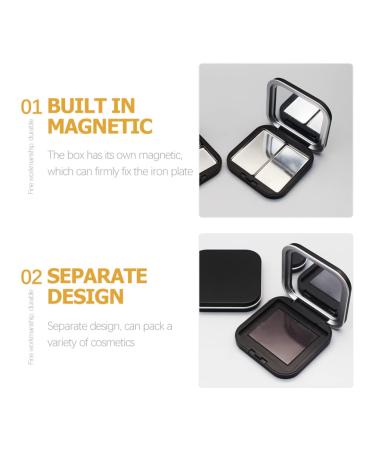 Lurrose 2 Pieces Empty Magnetic Eyeshadow Palette with Mirror Refillable Makeup Storage Box for Lipsticks & Cosmetics - Black - Buy Online on GoSupps.com