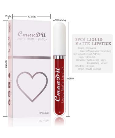 INVILKSTAR 3 Pcs Matte Liquid Lipstick Set - Long-Lasting & Waterproof Lip Gloss (01) - Buy Online on GoSupps.com
