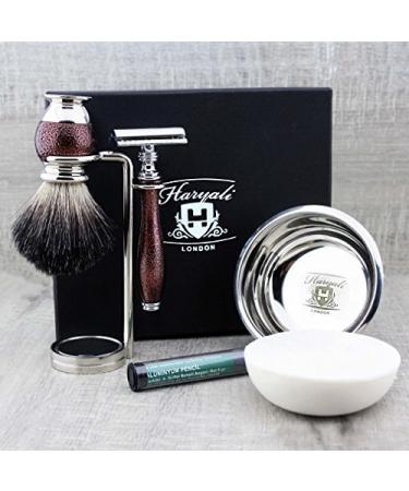 Complete 5 pieces: pure roof hair brush razor plane stand-shaped shell & premium soap + free alumeric stick perfect for wet shaving antique special collection
