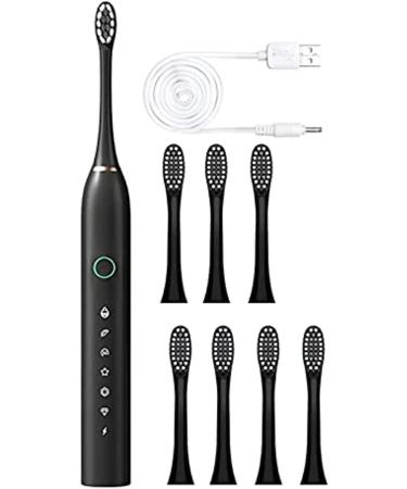Sonic Electric Toothbrush with 8 Brush Heads | Rechargeable Power Toothbrush for Adults | 6 Modes | Fast Charging | Daily Oral Cleaning | Electronic Tooth Brush (Black) - Buy Online on GoSupps.com