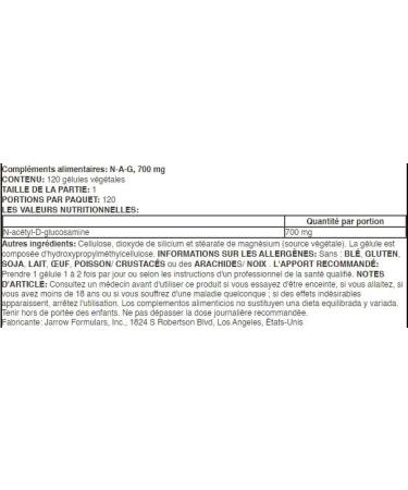 Jarrow Formulas N-A-G (N-Acetyl-D-Glucosamine) 500mg - 120 Vcaps - Superior Joint and Digestive Support - Buy Online on GoSupps.com