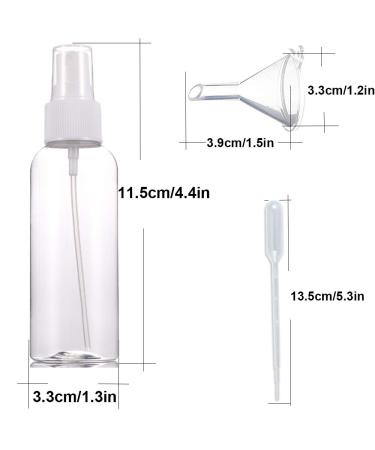 Mini Travel Spray Bottles Set - 2 oz Refillable Clear Plastic Fine Fog Containers with Funnel & Label for Makeup Essential Oils & Perfume - Buy Online on GoSupps.com