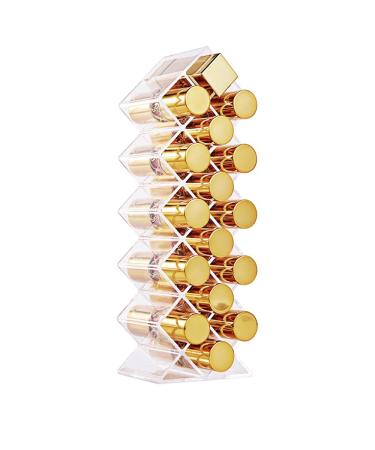 YIEZI Lipstick Holder Organizer 16 Spaces Acrylic Stackable Fish Shape Lipstick Tower  Lip Gloss Storage Stand for 16 Lip Slots  Perfect for Lipgloss Organizers Makeup Vanity Display  Clear (1 Pack) 16 Slots(1-Pack)