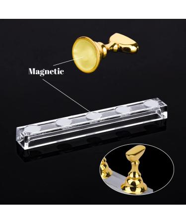 2 Set Acrylic Nail Exercise Stand - Magnetic Nail Tip Art Display Holder with Reusable Self-Adhesive Spatula for DIY Nail Studio | Gold & Silver - Buy Online on GoSupps.com