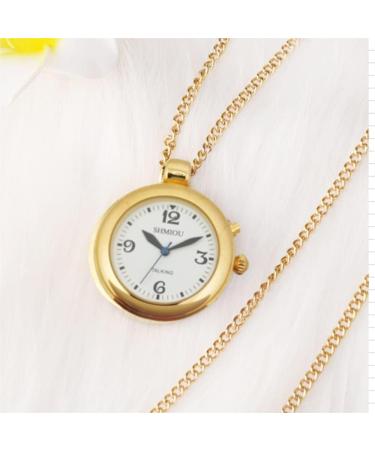 SHMIOU English Talking Watch for Women - Golden Pendant for Senior Blind, Analog Voice with Alarm and Date Output - Buy Online on GoSupps.com