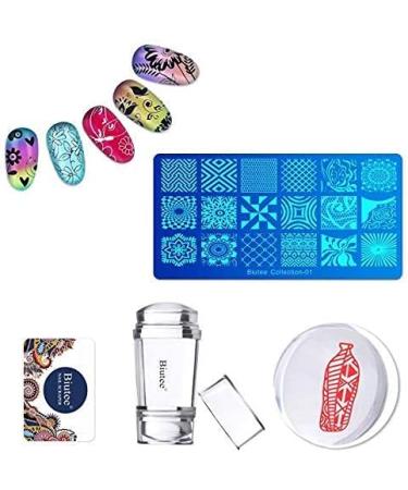 Biutee 15pcs Nail Stamping Plates Set with Stamper, Scraper, and Storage Bag - Manicure Art Vintage Ethnic Leaves Flowers Animal Image Stamp Kit - Buy Online on GoSupps.com
