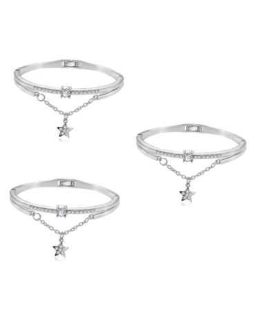 FOMIYES 3pcs Star Women Bracelet Womens Bracelets Star Bracelet Cuff Bracelet Star Hand Jewelry Bracelet for Women Sun and Moon Bracelet Women Bracelets Pendant Miss Diamond