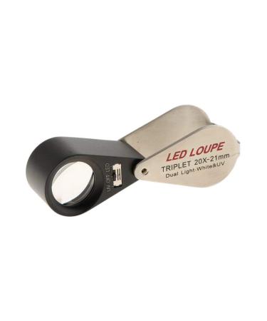20X 21Mm Led Loupe Jeweler Magnifier Foldaway Achromatic Triplet Lens with Loop Uv Led Lights Magnifying Gem Optical Tool for Inspecting Diamonds Gemstones Watches Made in China
