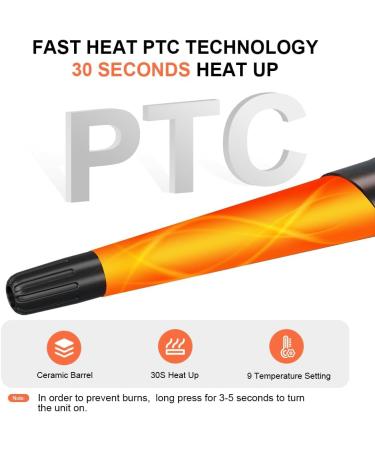 Hair Curling Wand - 1.5" Tapered Ceramic Iron Adjustable Temp Instant Heat Auto Shut Off & Clips | International Shipping - Buy Online on GoSupps.com