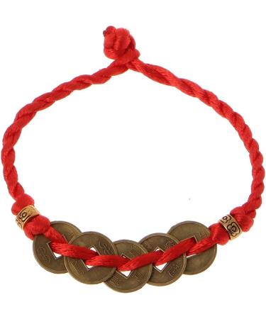 Xuebai Chinese Feng Shui Wealth Lucky Copper Coins Pendant Red String Bracelet - Attract Prosperity & Good Luck - Buy Online on GoSupps.com