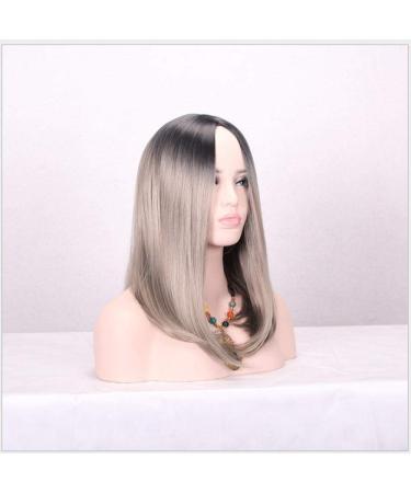 BGHJUE Wig Halloween Light Long Hair Short Front Synthetic Hair Wigs Color Straight Middle Part Blunt Wig For Women