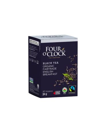 FOUR O' CLOCK English Breakfast Black Fair Trade Organic 96 ea Teabags (16count x 6 Packs)