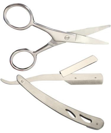 Angoily 6 Pcs Barber Shaving Tools Set | Mustache Scissors & Stainless Steel Manual Razor for Men - International Shipping - Buy Online on GoSupps.com