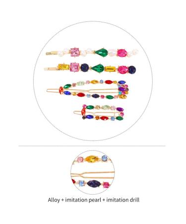 Lurrose 4pcs Colorful Crystal Hair Clips Set | Beautiful Rhinestone Beads Geometric Hairpins for Women - International Shipping Available - Buy Online on GoSupps.com