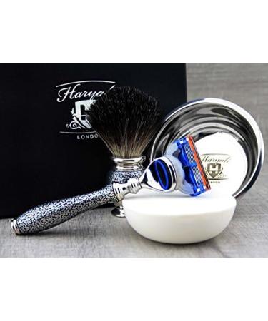 5 Pc Men's Shaving Kit - Edge Razor Black Badger Hair Brush Soap & Bowl - Perfect Gift for Him - Buy Online on GoSupps.com