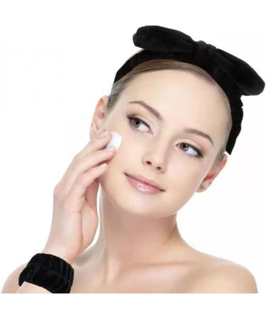 3 Pieces Womens Headband Soft Bowtie Facial Makeup Elastic Wrist Fluffy Hair Spa Headband Wrist Washband Set for Women Girls Shower - Buy Online on GoSupps.com