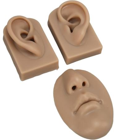 Pilipane Professional 3D Silicone Nose Mouth & Ear Piercing Practice Model - Dark Skin Color | Ideal for Piercers & Artists - Buy Online on GoSupps.com