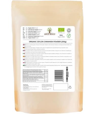 Organic Ceylon Cinnamon Powder 250g - Raw & Certified Organic Vegan - Buy Online on GoSupps.com
