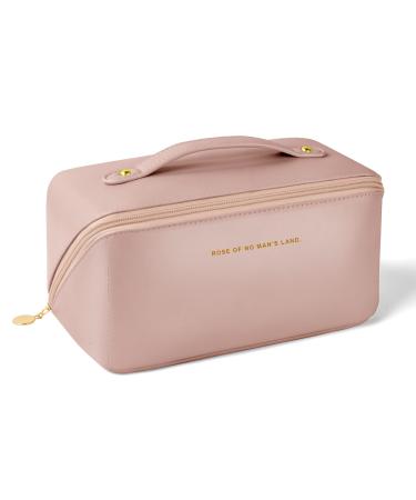 Aucuu Premium PU Cosmetic Bag Travel Bag Large Capacity Layered Cosmetic Bag Zipper Bag Portable Travel Organizer Multifunctional Waterproof Bag Easy to Carry for Women (Pink) #2 Dark Pink-2