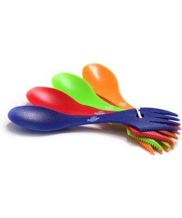 Camping Mess Kit 4 Person Dinnerware Set with Mesh Bag - Plates, Bowls, Cups, Sporks - Ideal for Backpacking, Hiking, Picnics - Buy Online on GoSupps.com