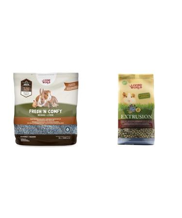 Living World 61267 Fresh 'N Comfy Bedding 50L (3050-Cubic Inch) Blue & Extrusion Guinea Pig Food 3.3-Pound 50 l (Pack of 1) Bedding + PET_FOOD 60463 Blue