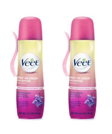 Veet Spray On Hair Removal Cream 5.1 oz for Legs & Body (Pack of 2)