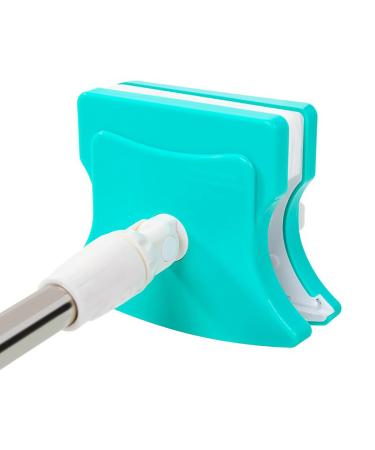 LTLJX Double-Side Magnetic Glass Cleaner with 360 Degree Rotation Head and Stainless Steel Extension Pole Home Cleaning Wiper for High-Rise Windows 5-36cm Green