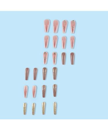 Press on Nails Long trapezoidal Fake Nails Multicolor False Nails with Diamond Press on Nails Designs Acrylic Nails Press on Artificial Nails Stick on Nails For Women Girls 24Pcs - Buy Online on GoSupps.com