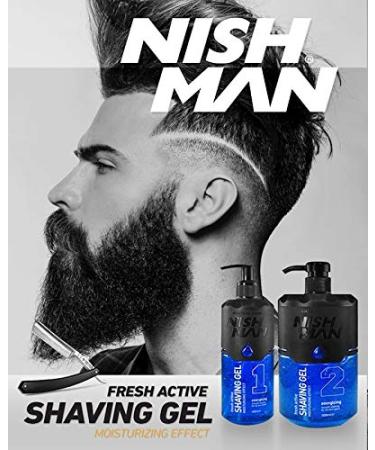 NISHMAN Shaving Gel Fresh Active 2 - 1000 ml | International Shipping | Premium Quality Shaving Gel for Men - Buy Online on GoSupps.com