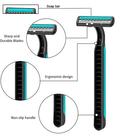 30 Pack Disposable Safety Razors for Men - Eco-Friendly Green & Blue Options - Buy Online on GoSupps.com