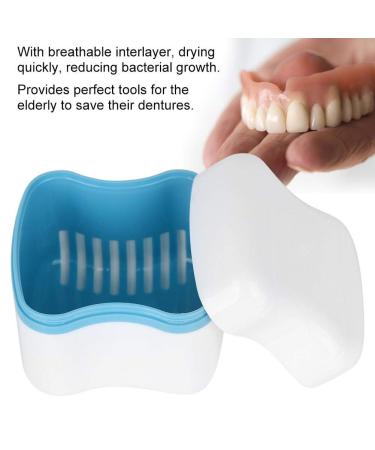 Denture Bath Case for False Teeth Storage | Travel Holder & Net Container | Retainer Cleaning - Light Blue - Buy Online on GoSupps.com