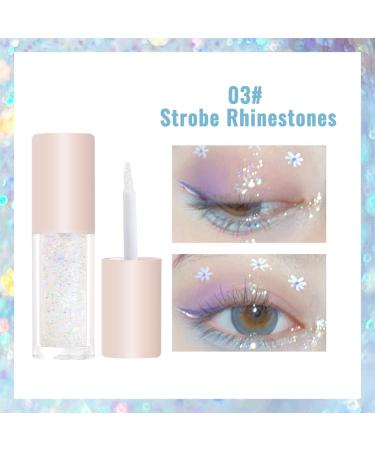 Erinde Liquid Glitter Eyeshadow Eyeliner - Korean Makeup | Tear Drop Shimmer Metallic | Lightweight Water Texture | Long Wearing Formula 03 Strobe Rhinestones - Buy Online on GoSupps.com