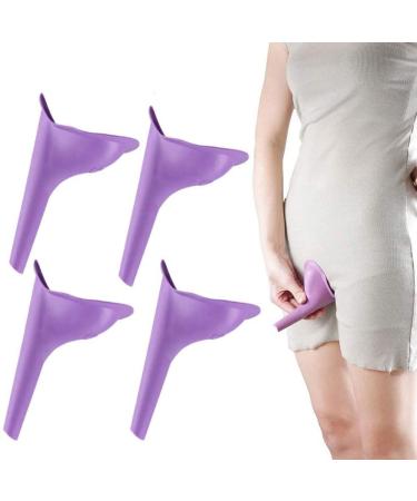 Mcles Female Urination Device, Standing Urinals for Women Reusable Silicone Urinal Foolproof Pee Funnel Allows to Up 4 Pack Portable Urinal, Purple