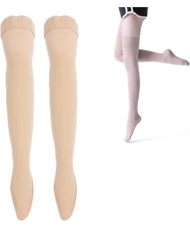 Thigh-High Compression Stockings for Varicose Veins | Beige 23 32 mmHg Closed Toe Unisex Sports | Silicone Band Opaque - Buy Online on GoSupps.com