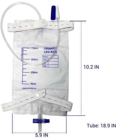 Buy Urinary Leg Bag 750ml - 7 Tube Anti-Reflux Cloth Straps Easy-Tap - 5 PCS | International Shipping - Buy Online on GoSupps.com