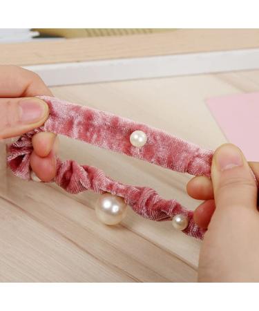 10 Piece Artificial Pearl Hair Gums - Velvet Elastic Hair Ties & Ponytail Holders for Women & Girls | Stylish Hair Accessories - Buy Online on GoSupps.com