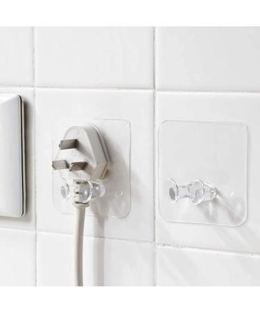Kisbeibi 10-Piece Self-Adhesive Plug Holder & Multi-Purpose Transparent Hooks | Wall Hangers for Bathrooms & Bedrooms - Organize Your Space! - Buy Online on GoSupps.com