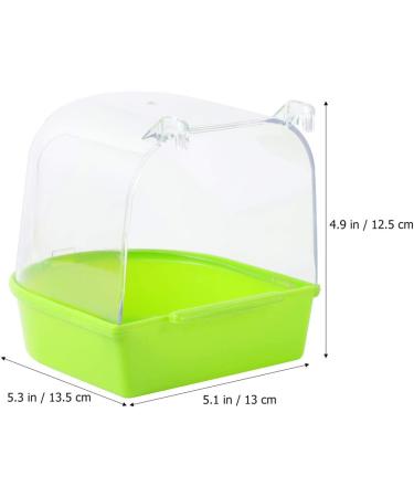 POPETPOP Caged Bird Bath for Small Birds - Hanging Bathtub Box for Canary, Parrot - White/Green - Buy Online on GoSupps.com