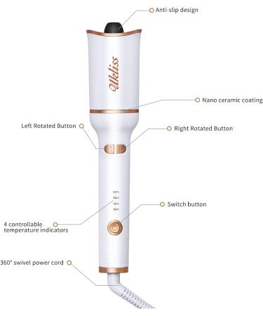 Automatic Hair Curler with 4 Temperatures | Ceramic Curling Iron for Travel and Home Use - White - Buy Online on GoSupps.com