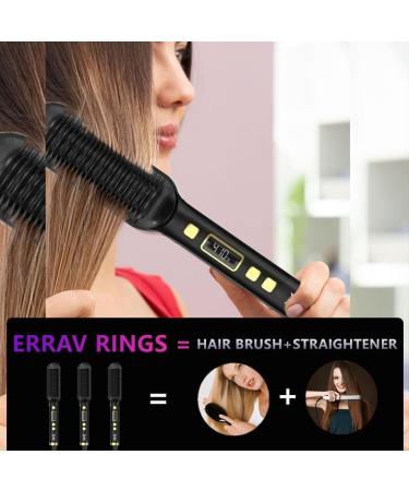 Ring Hair Straightener Comb - Dual Voltage Fast Heating Brush for Women | Black & Gold - Buy Online on GoSupps.com
