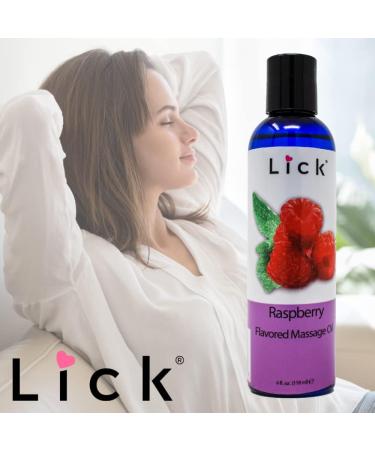 Raspberry Flavored Massage Oil with Vitamin E - Vegan Edible Body Oil for Relaxing Full Body Massages - 4 oz - Buy Online on GoSupps.com